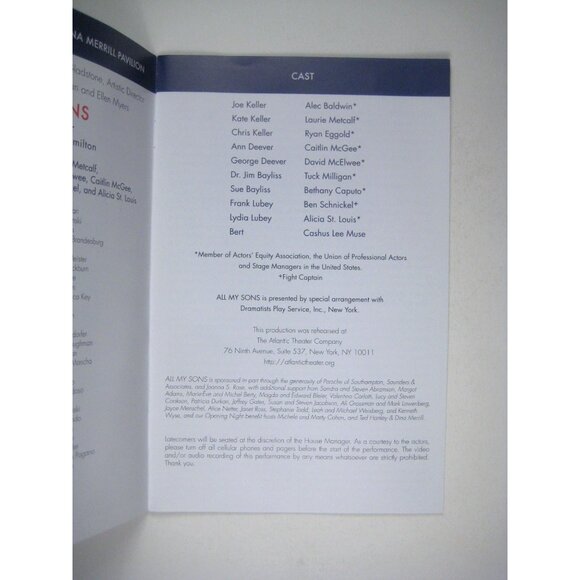 All My Sons Program 2015 Alec Baldwin Laurie Metcalf Arthur Miller Hamilton - Picture 3 of 5
